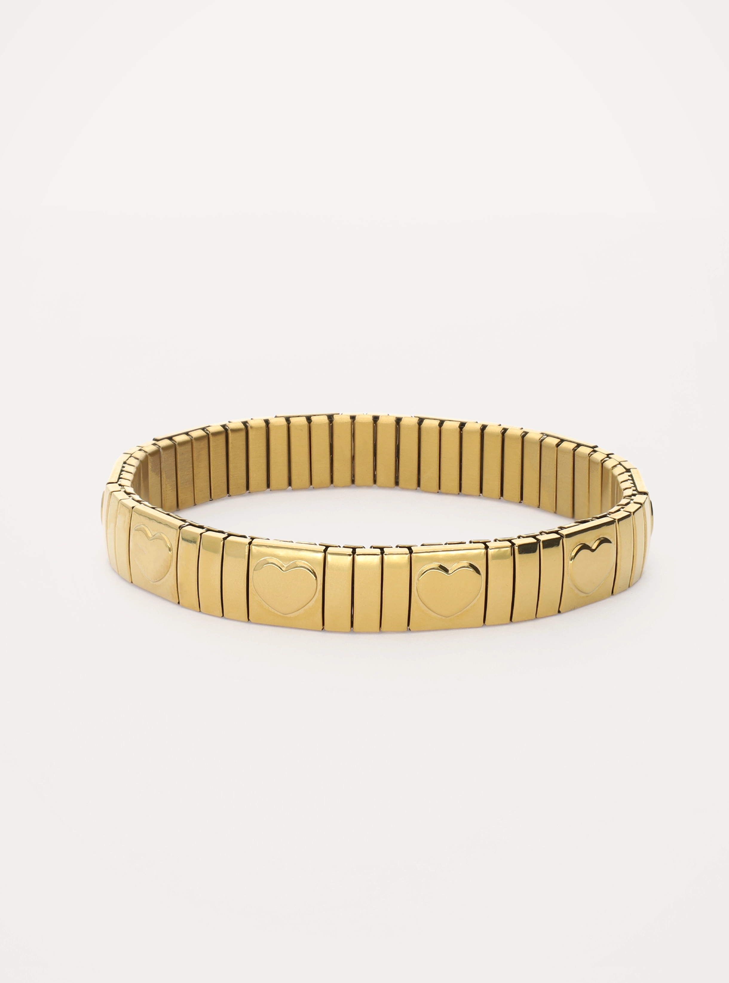 Stretch armband met gouden hartjes