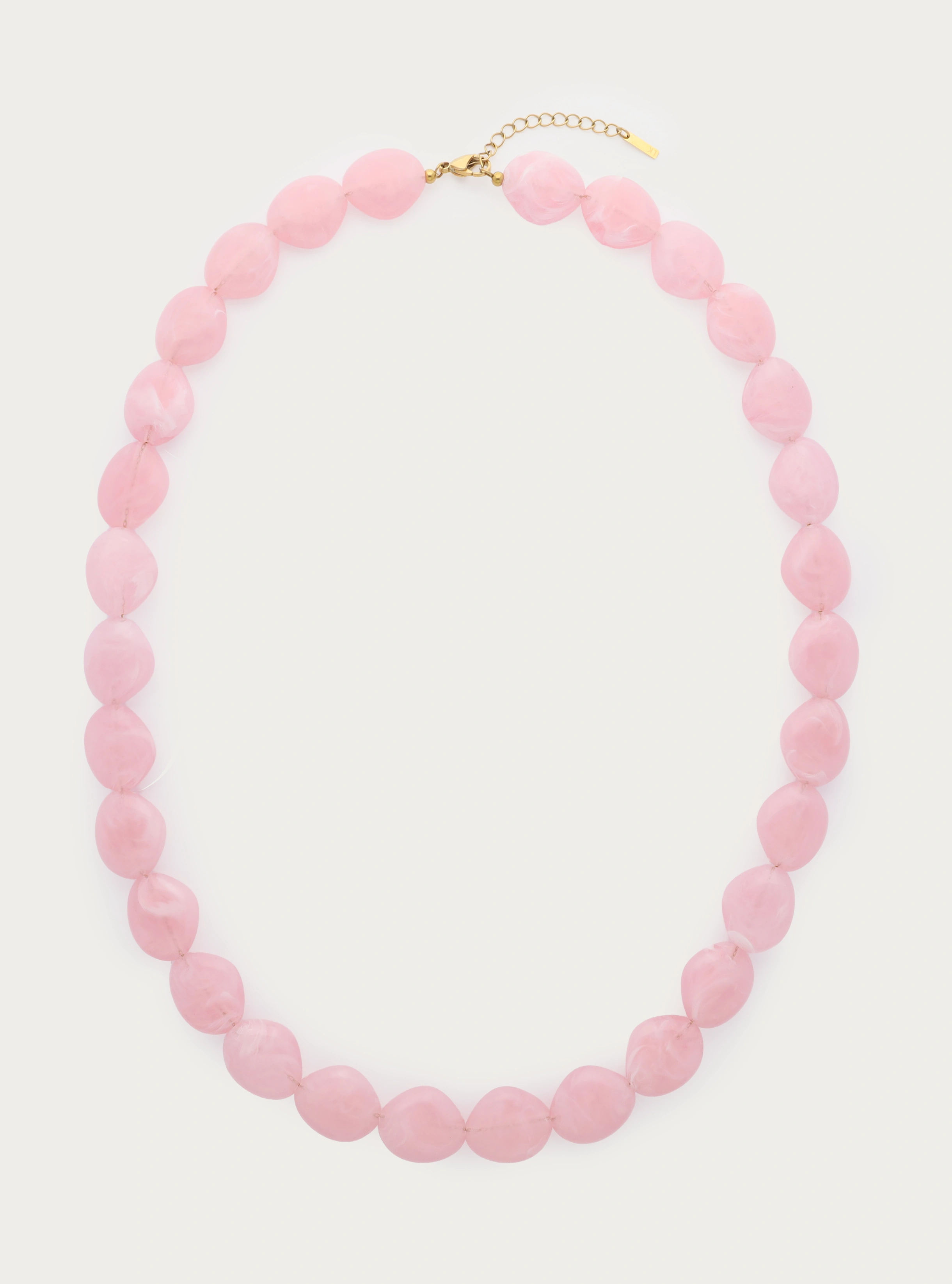 Lange statement ketting van acryl kralen in roze - 23 x 19 mm
