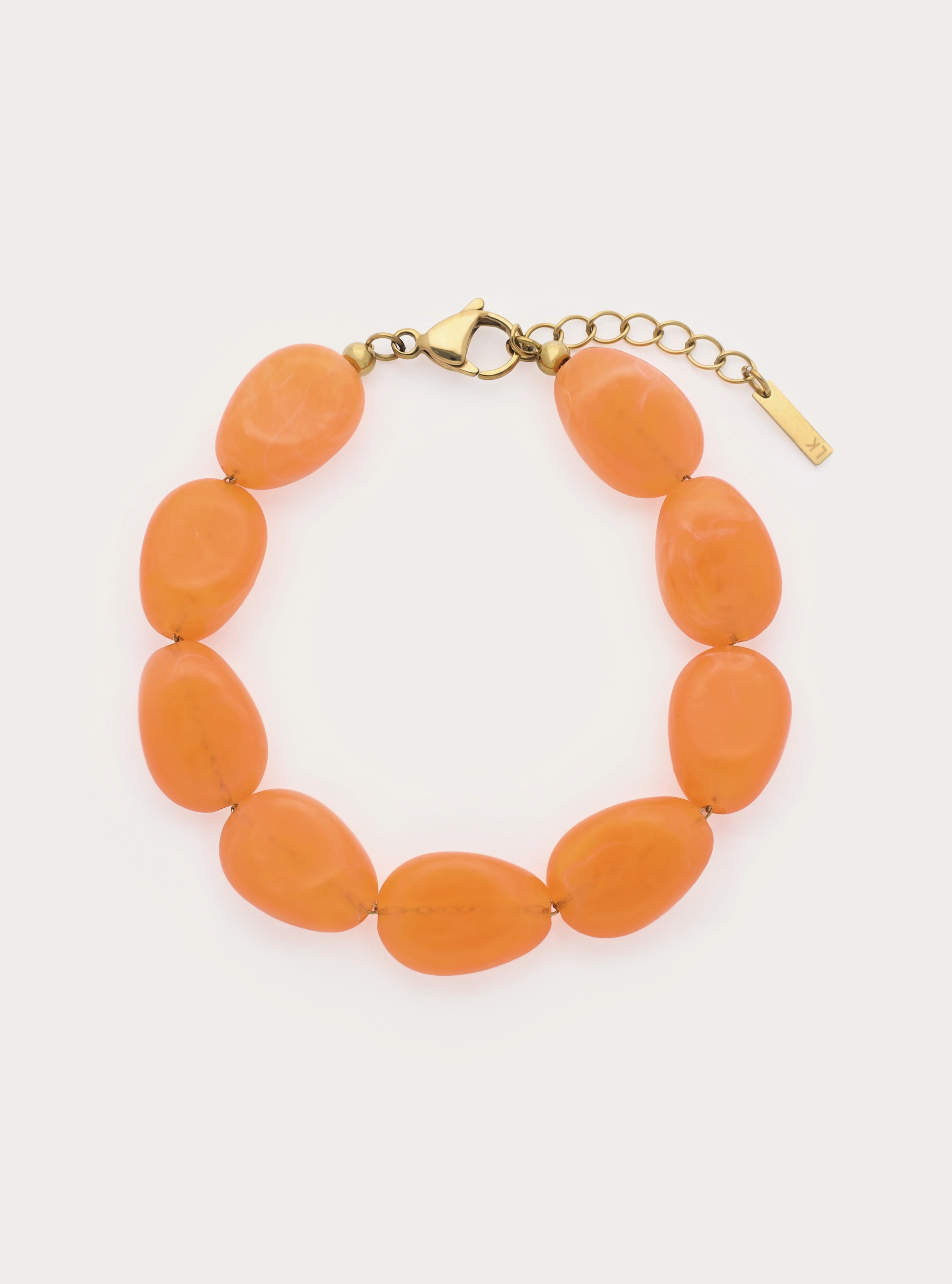 Statement armband van acryl kralen in oranje - 18 x 13 mm